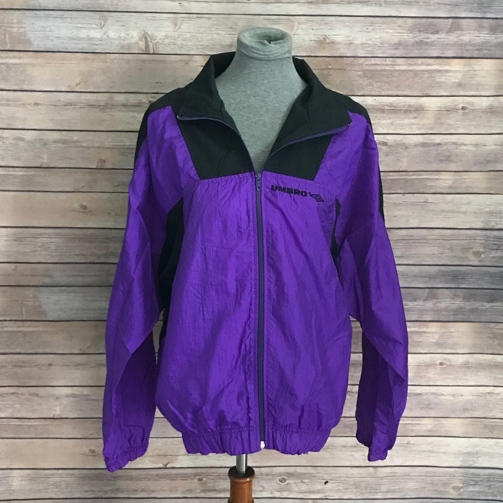 Vintage Purple Black Umbro Dolman Zip Up Jacket